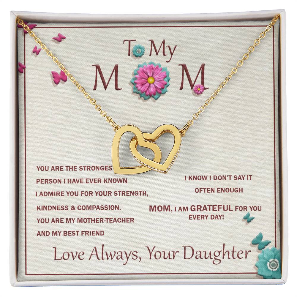 Interlocking Heart Necklace For Mother With Message Card Interlocking Hearts Necklace