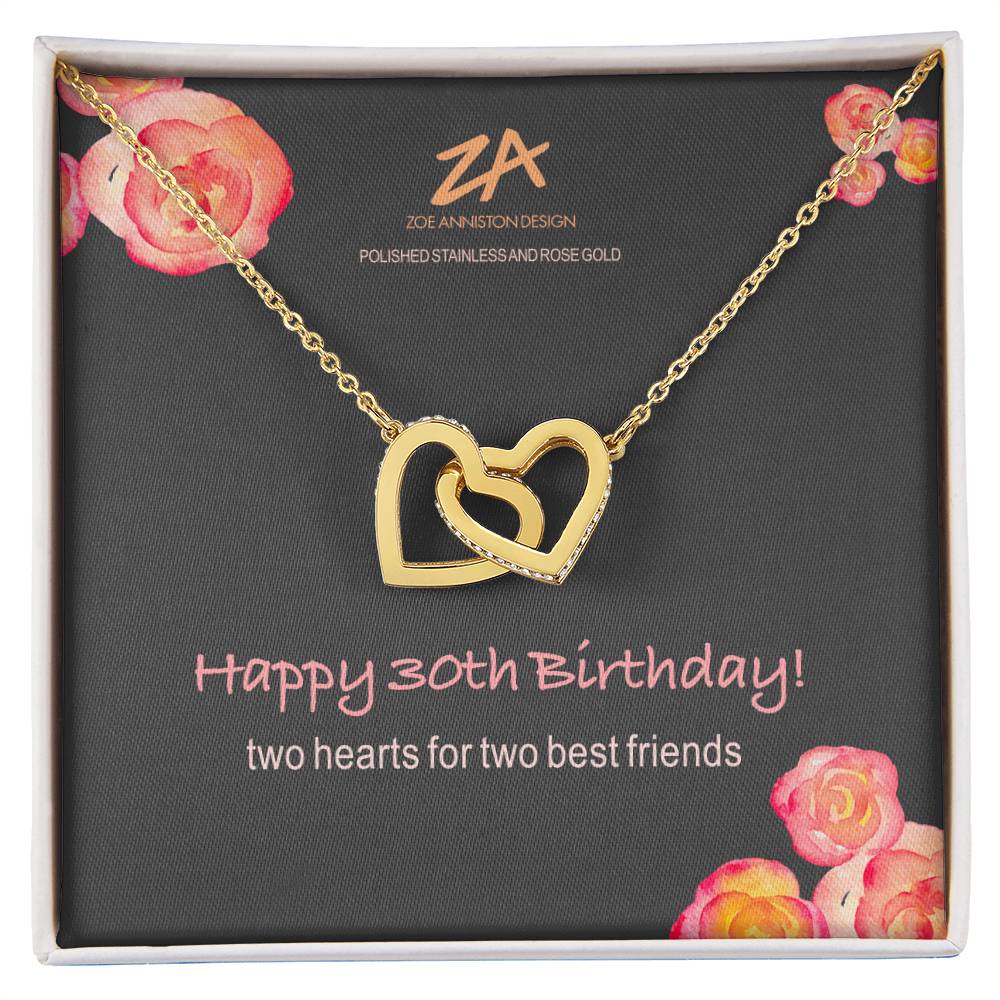 Happy 30Th Birthday! Interlocking Hearts Necklace