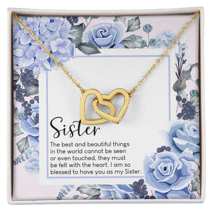 Sister Interlocking Hearts Necklace Message Card