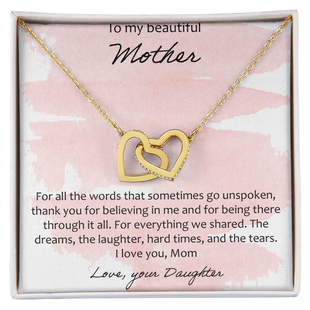 To My Beautiful Mother Interlocking Hearts Necklace