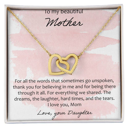 To My Beautiful Mother Interlocking Hearts Necklace