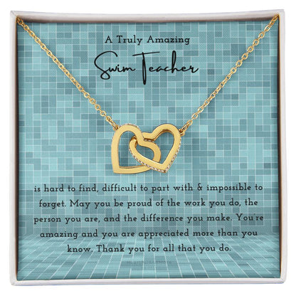 Gift For Swim Teacher Swim Teacher Appreciation Gift A Truly Amazing Swim Teacher Gift Interlocking Hearts Necklace
