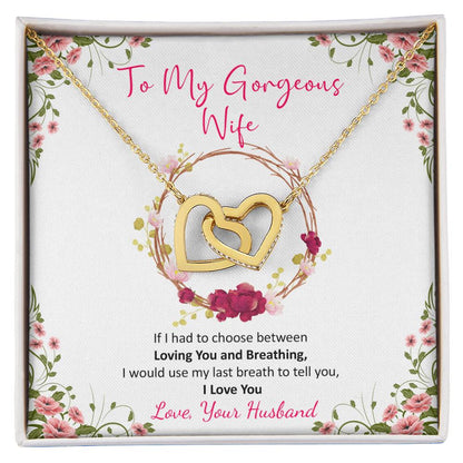 Husband To Wife Last Breath Interlocking Hearts Necklace