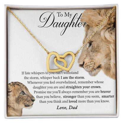 To My Daughter - Always Remember That I Love You Interlocking Hearts Necklace