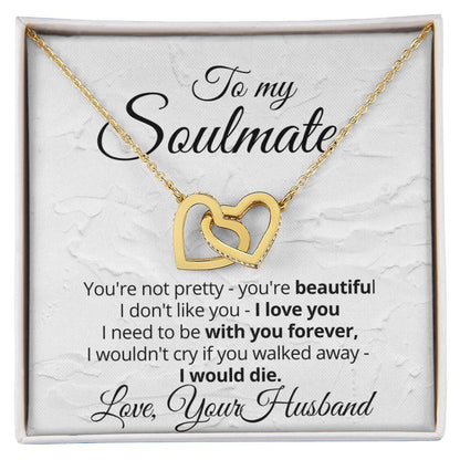Linked Hearts Necklace Gift For Soulmate Interlocking Hearts Necklace