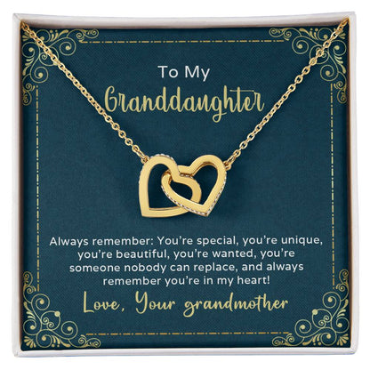 Nobody Can Replace My Granddaughter Heart Necklace Interlocking Hearts Necklace