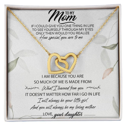 To My Mom Interlocking Hearts Necklace Message Card