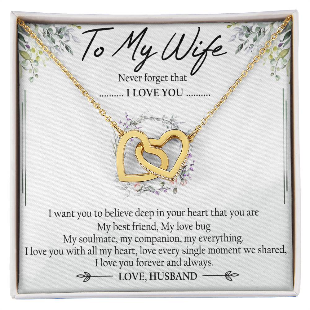 To My Wife Interlocking Hearts Necklace Message Card