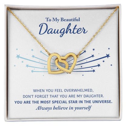 My Beautiful Daughter - Keep Me In Your Heart - Interlocking Heart Necklace Interlocking Hearts Necklace