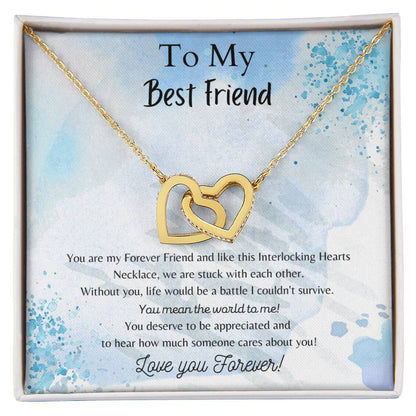To My Best Friend Interlocking Hearts Necklace