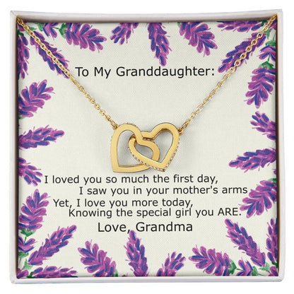 To My Granddaughter - Special Girl You Are Necklace Interlocking Hearts Necklace