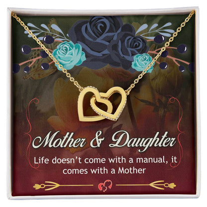 Mother'S Day Necklace With Message Card - Life Doesn'T Come With A Manual It Comes With A Mother Interlocking Hearts Necklace