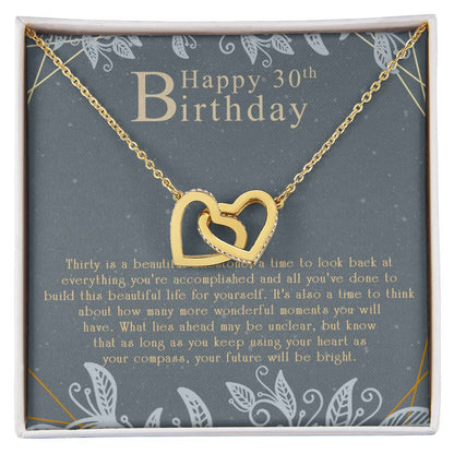 Happy 30Th Birthday Interlocking Hearts Necklace Message Card