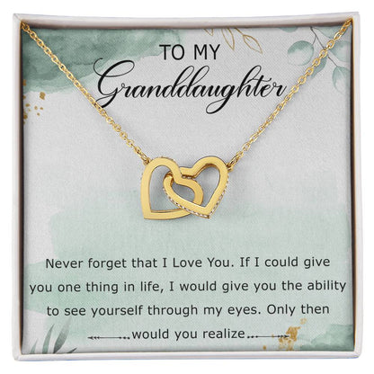 To My Granddaughter Interlocking Hearts Necklace Message Card