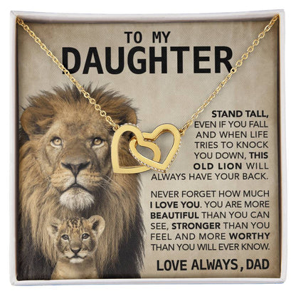 To My Daughter Two Hearts - Love Always Interlocking Hearts Necklace
