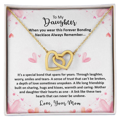 Forever Bonding Necklace - To My Daughter Interlocking Hearts Necklace