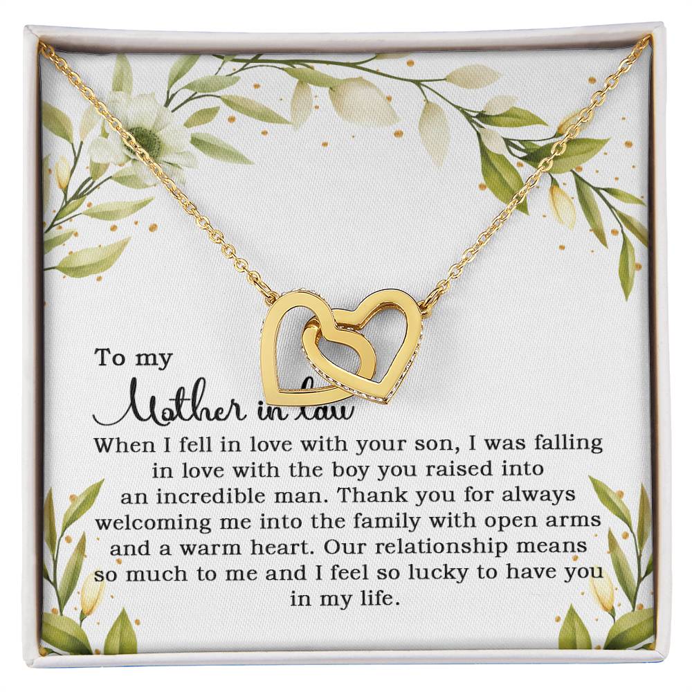 To My Mother In Law - When I Fell In Love With Your Son Interlocking Hearts Necklace