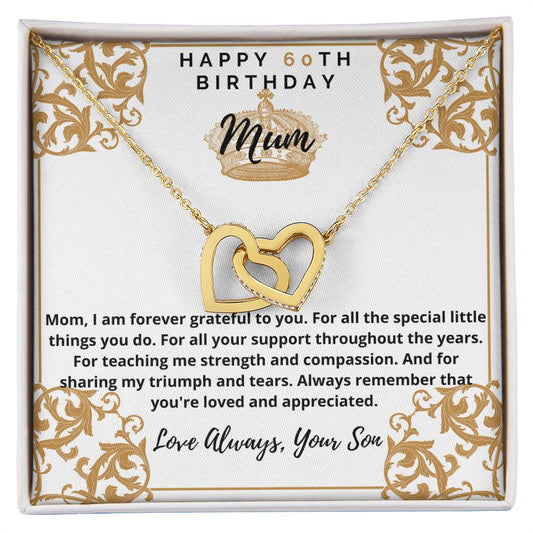 60Th Birthday Gift For Mum Interlocking Hearts Necklace