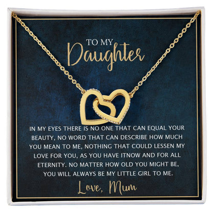 To My Daughter - Unique Heart Bonding Necklace Gift Set Interlocking Hearts Necklace