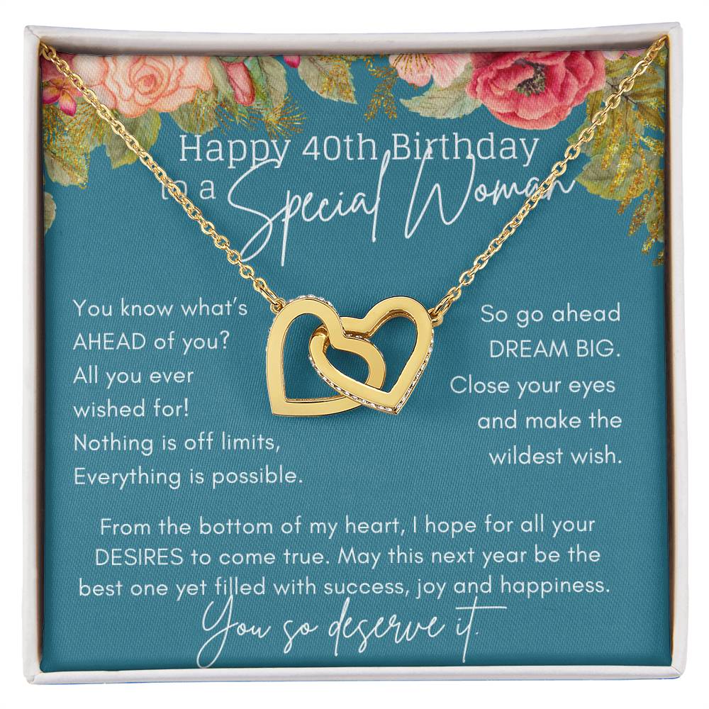40Th Birthday Necklace For Women Gift Ideas Interlocking Hearts Necklace