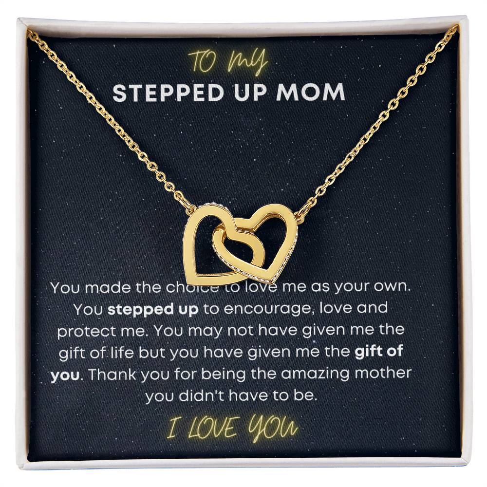 To My Step Mom Aka Stepped Up Mom Interlocking Hearts Necklace