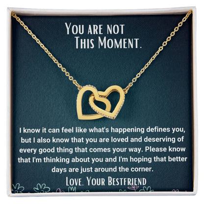 Interlocked Necklace Bestfriend Gift Encouragement Message Card Interlocking Hearts Necklace