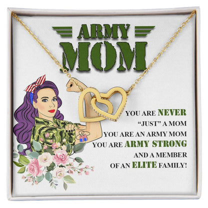 Army Mom Gift - Strong Mom - The Interlocking Heart Necklace Interlocking Hearts Necklace