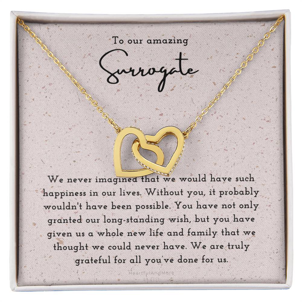 Surrogate Appreciation Gift Surrogate Gift Surrogate Gift With Message Card Surrogate Transfer Day Thank You Gift Interlocking Hearts Necklace