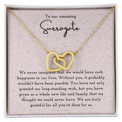 Surrogate Appreciation Gift Surrogate Gift Surrogate Gift With Message Card Surrogate Transfer Day Thank You Gift Interlocking Hearts Necklace