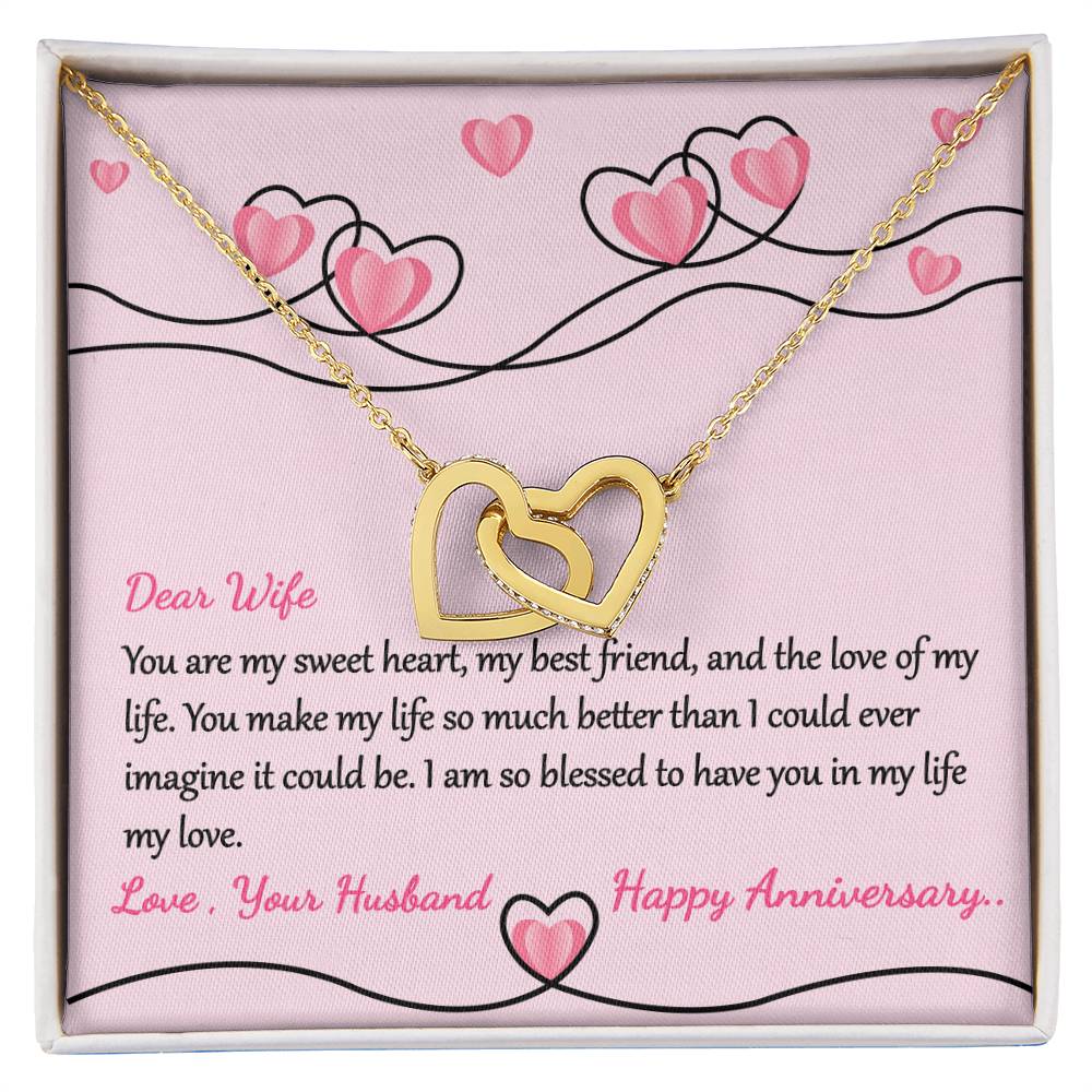 Anniversary Gift For Lovely Wife Interlocking Hearts Necklace