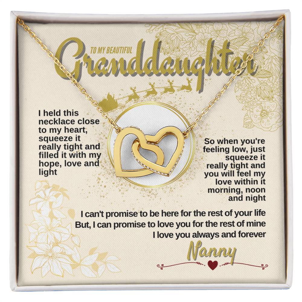 To My Granddaughter - Nanny Loves You Always & Forever - Necklace Interlocking Hearts Necklace