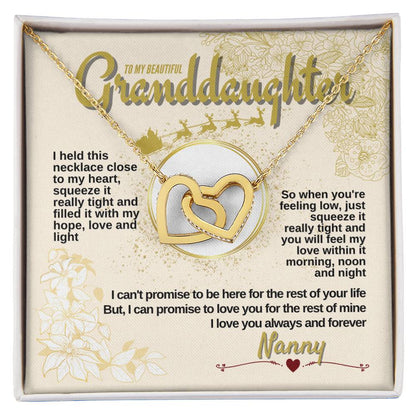 To My Granddaughter - Nanny Loves You Always & Forever - Necklace Interlocking Hearts Necklace