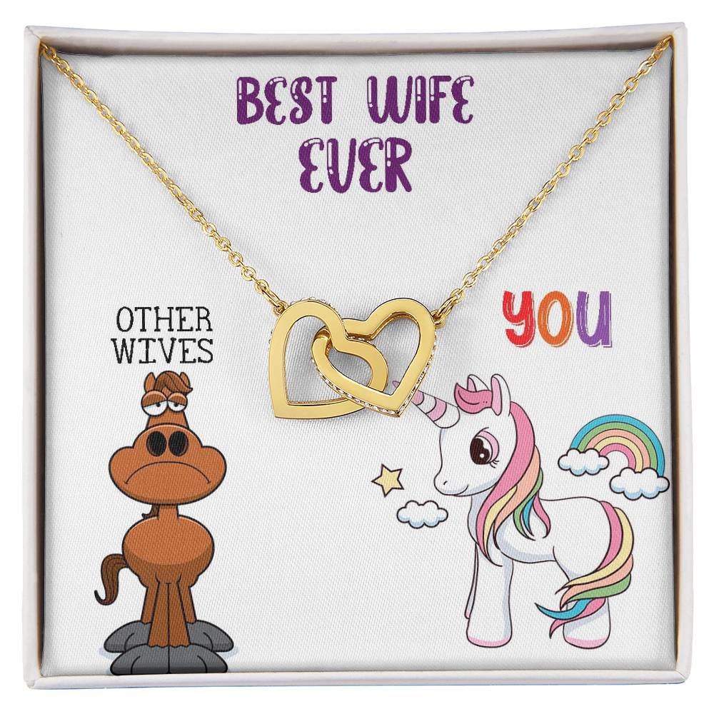 Necklace Gift For Wife Best Wife Ever Jewelry Mother'S Day Gift For Wife Birthday Present Annivesary Gift Interlocking Hearts Necklace