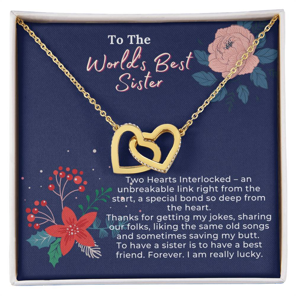 To Have A Sister Is To Have A Forever Best Friend Interlocking Hearts Necklace