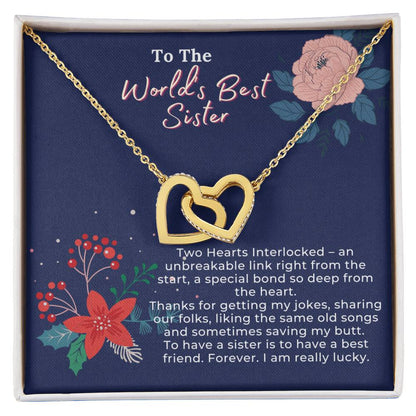 To Have A Sister Is To Have A Forever Best Friend Interlocking Hearts Necklace