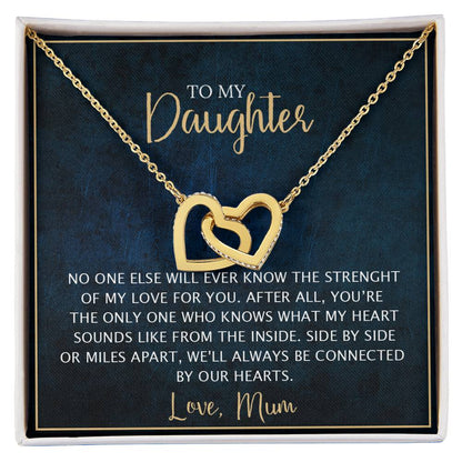 To My Daughter - Unique Heart Bonding Necklace Gift Set Interlocking Hearts Necklace