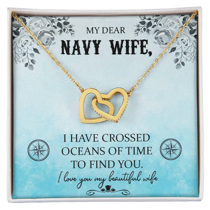 Navy Wife Gift Military Wife Heart Necklace Gift Navy Wife Mothers Day Gift Deployment Gift Deploy Gift Navy Wife Necklace Unique Gifts Interlocking Hearts Necklace