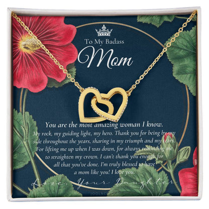 To My Badass Mom Necklace Mother’S Day Gift Daughter To Mom Gift Gift From Daughter To Mom On Wedding Day Mom Gift Birthday Gift Interlocking Hearts Necklace