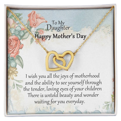 To My Daughter - Happy Mother'S Day - Interlocking Hearts Necklace - Gift For Daughter