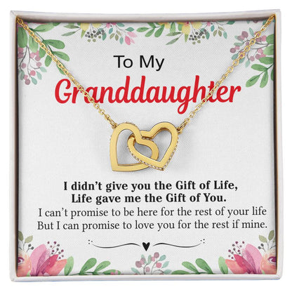 To My Granddaughter - I Love You For The Rest Of My Life Interlocking Hearts Necklace