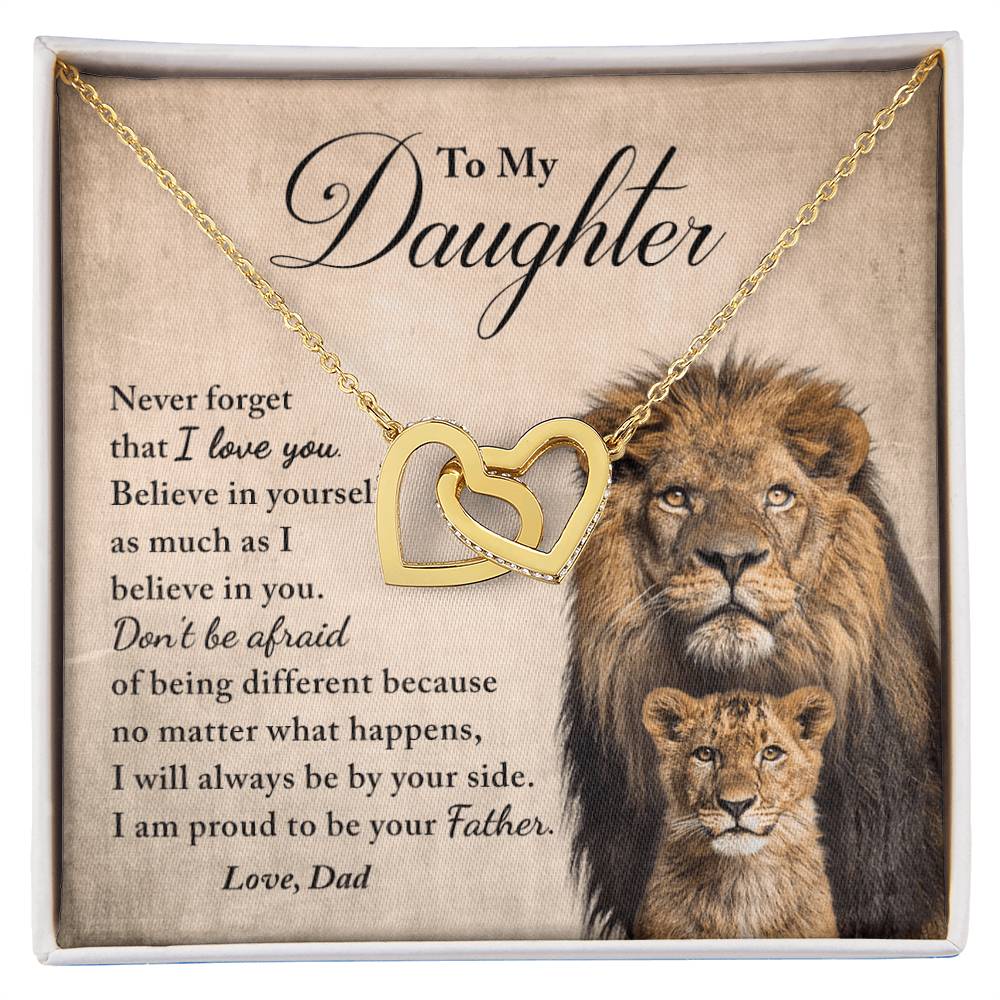My Daughter - Believe In Yourself - Necklace Interlocking Hearts Necklace