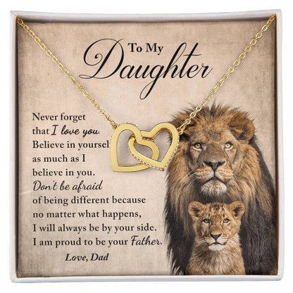 My Daughter - Believe In Yourself - Necklace Interlocking Hearts Necklace