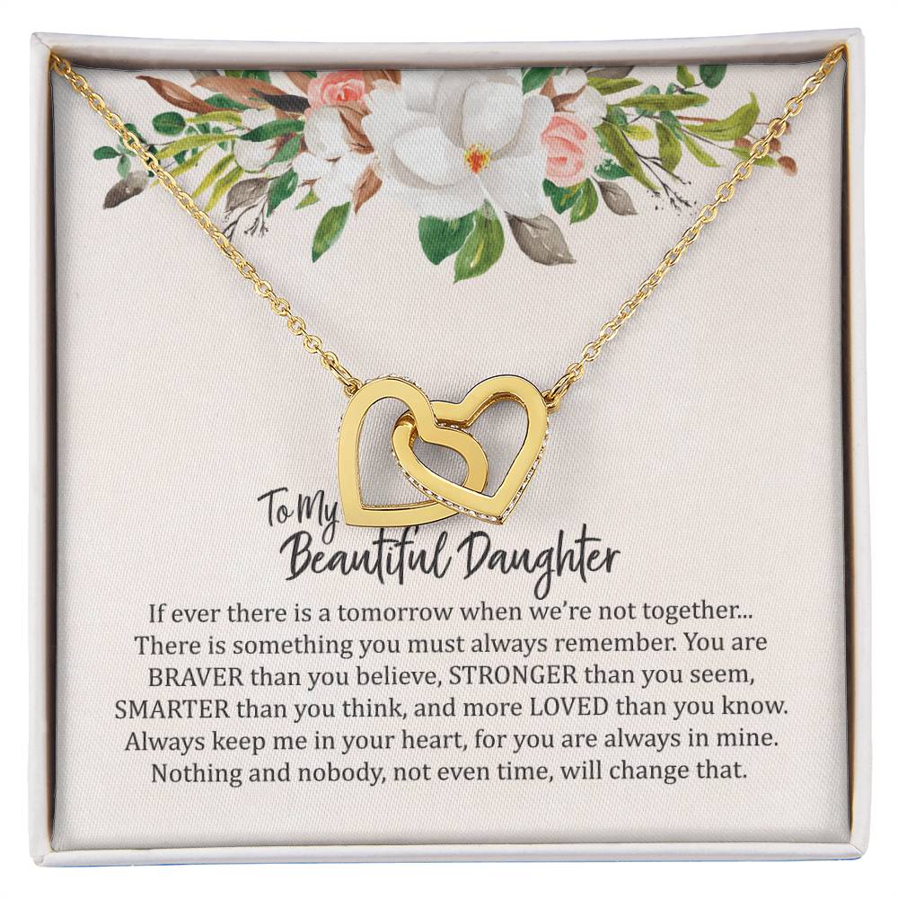 To My Beautiful Daughter- Interlocked Hearts Necklace Interlocking Hearts Necklace