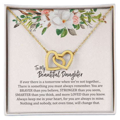 To My Beautiful Daughter- Interlocked Hearts Necklace Interlocking Hearts Necklace