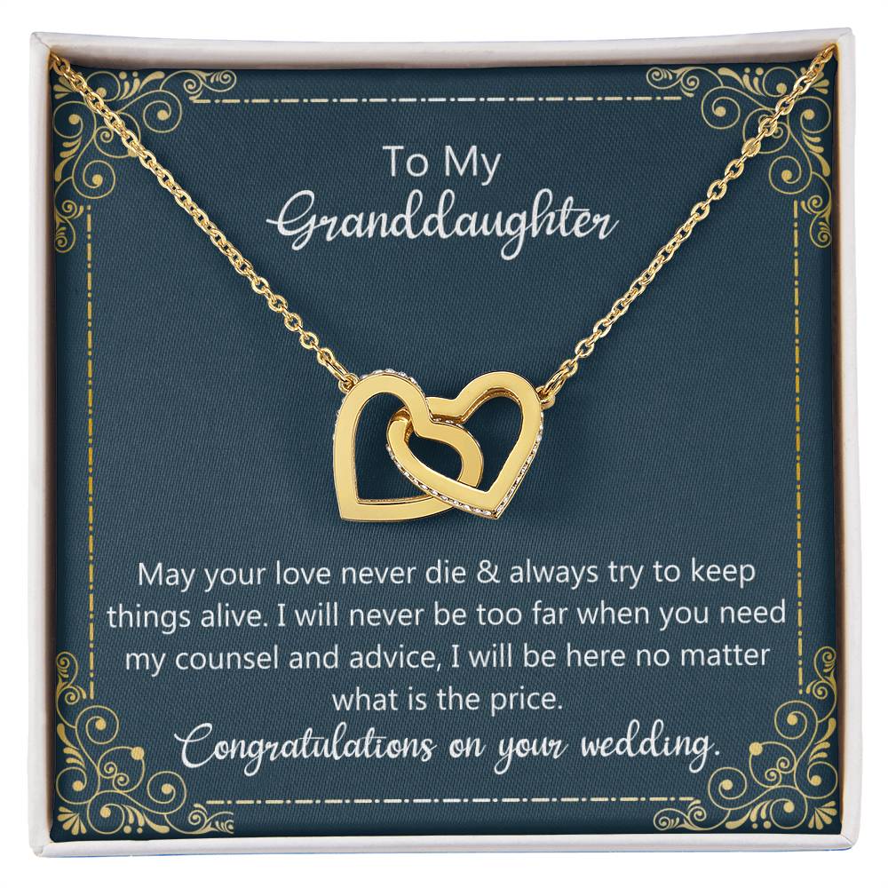 May Your Love Never Die - Granddaughter Wedding Gift Interlocking Hearts Necklace