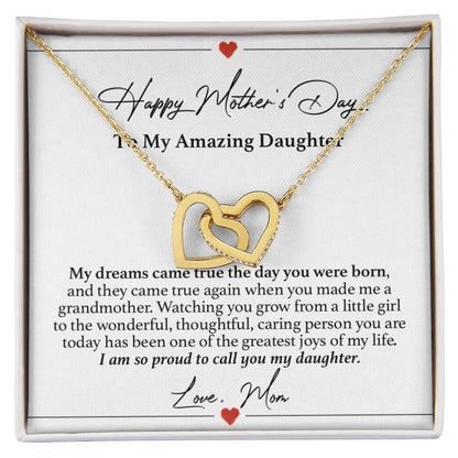 To My Daughter Mother'S Day Gift Necklace Interlocking Hearts Necklace