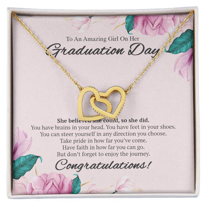 To An Amazing Girl On Her Graduation Day Necklace Interlocking Hearts Necklace