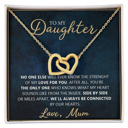To My Daughter - Unique Heart Bonding Necklace Gift Set Interlocking Hearts Necklace