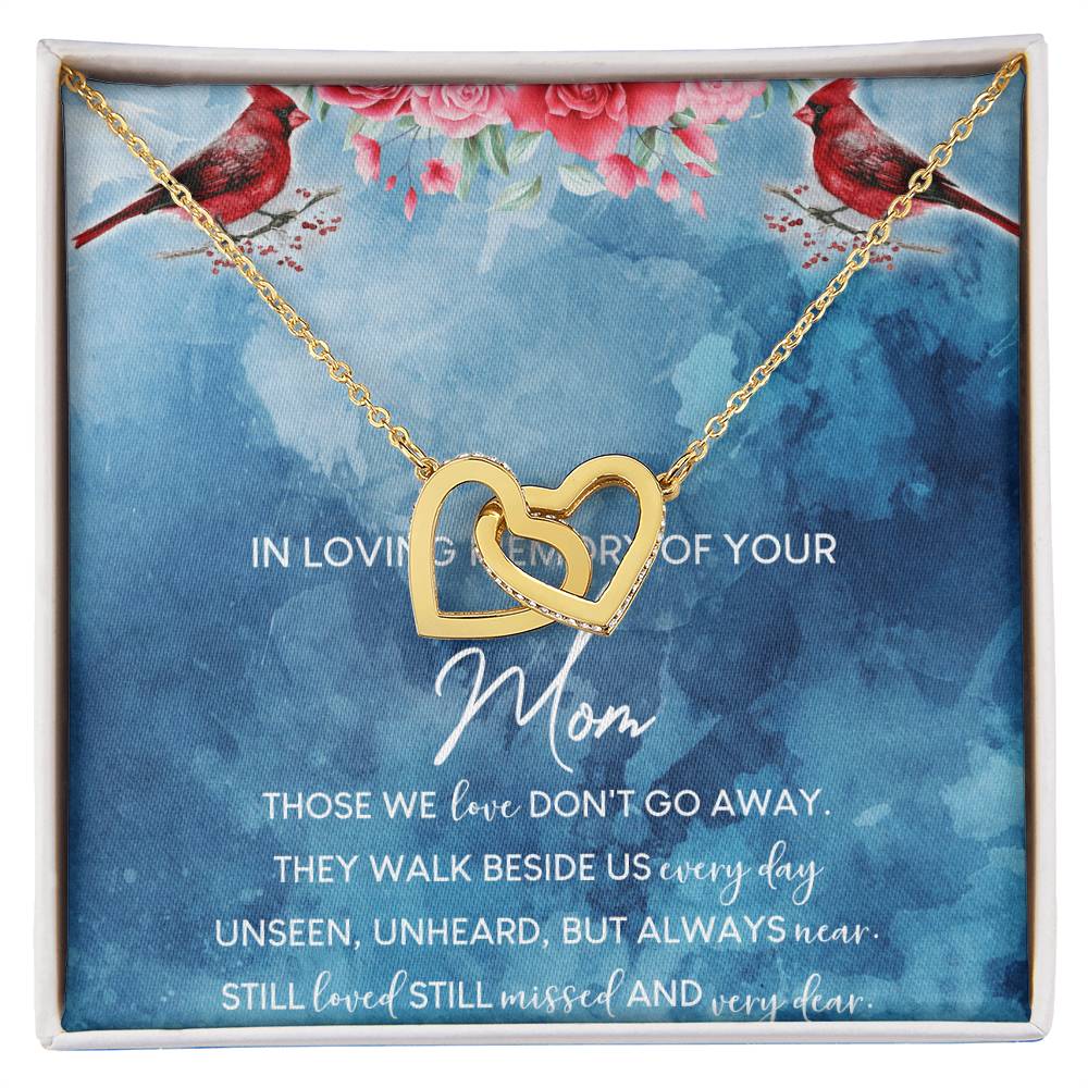 In Loving Memory Of Your Mom Interlocking Hearts Necklace Message Card