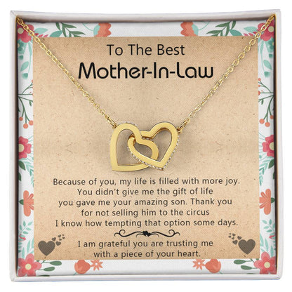 Gift For Mother-In-Law - My Life Is Filled With More Joy - Interlocking Interlocking Hearts Necklace